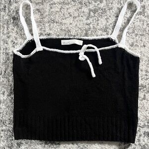 OAK + FORT Black Knit Tank with White Trim